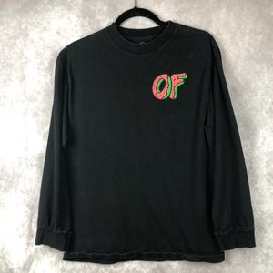 Odd Future OF Donut Tee Shirt Mens Medium Long Sleeve Crew Neck Black‎ Hip Hop